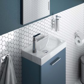 LARGEUR 41 CM - BLEU ACIER MAT - PLAN VASQUE EN CÉRAMIQUE